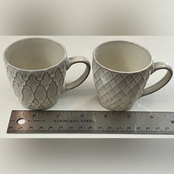 Espresso Demi tasse coffee cup Set of Two Gray Patterned ceramic cups - Picture 9 of 10